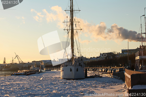 Image of  Sailing ship in the ice harbor