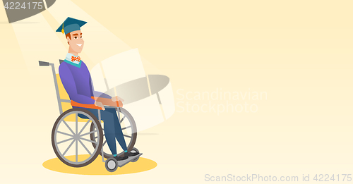 Image of Graduate sitting in wheelchair vector illustration