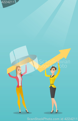 Image of Two business women holding growth graph.