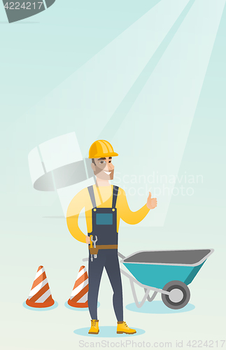 Image of Builder giving thumb up vector illustration.