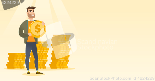 Image of Successful businessman with dollar coin.