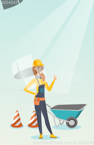 Image of Builder giving thumb up vector illustration.