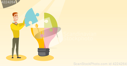 Image of Student with idea lightbulb vector illustration.