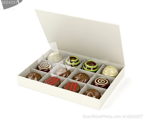 Image of Box with chocolate candies 