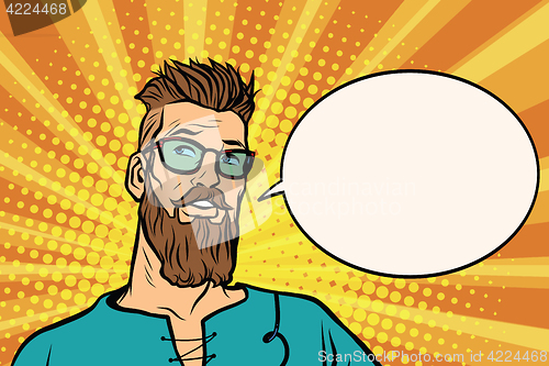 Image of Hipster is thinking about something, a comic book bubble