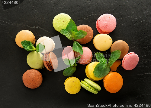 Image of Macarons on stony table