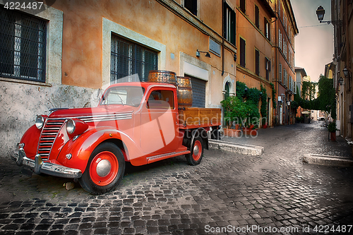 Image of Red car in Trastevere