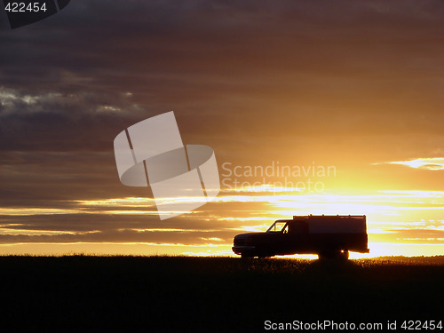 Image of  Old vehicle at sunset