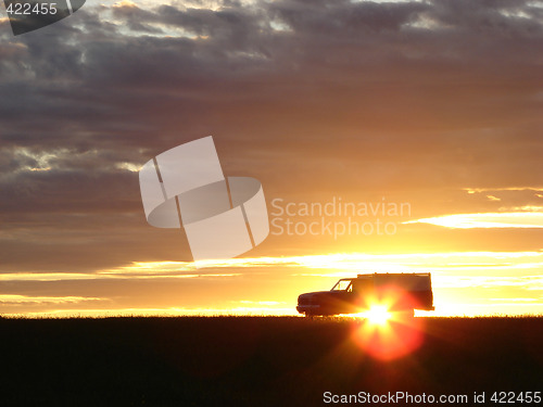 Image of  Old vehicle at sunset