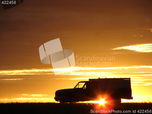 Image of  Old vehicle at sunset
