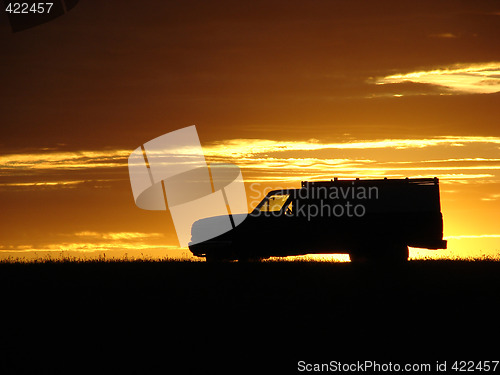 Image of  Old vehicle at sunset