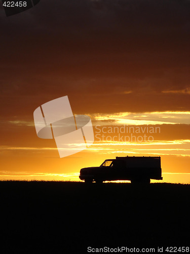 Image of  Old vehicle at sunset