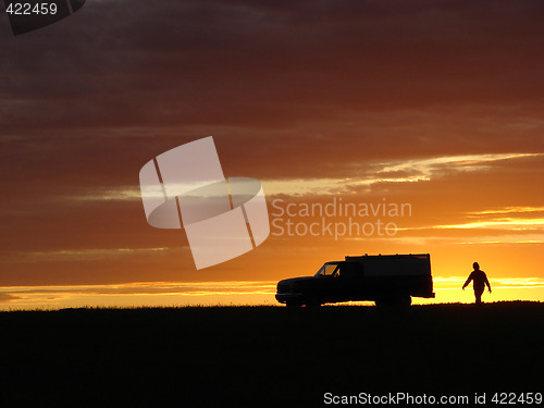 Image of  Old vehicle at sunset