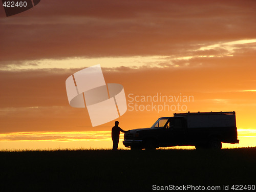 Image of  Old vehicle at sunset