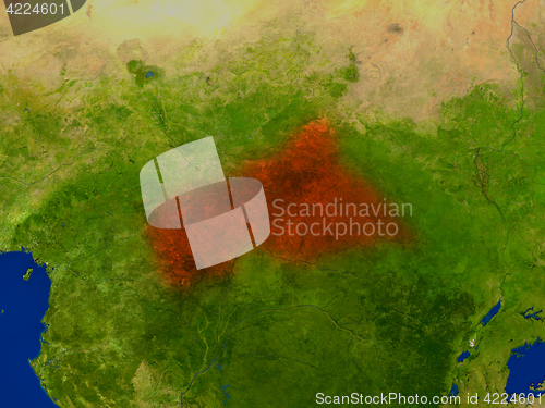 Image of Central Africa from space in red