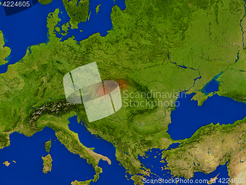 Image of Slovakia from space in red