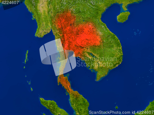 Image of Thailand from space in red