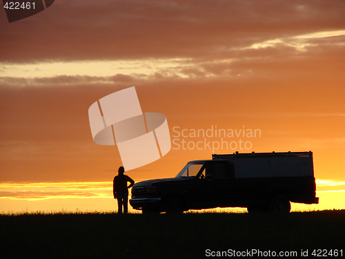 Image of  Old vehicle at sunset