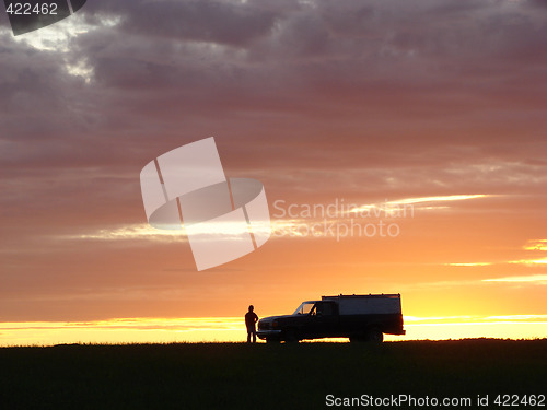 Image of  Old vehicle at sunset