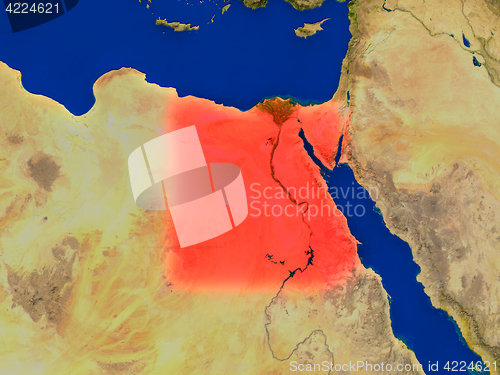 Image of Egypt from space in red
