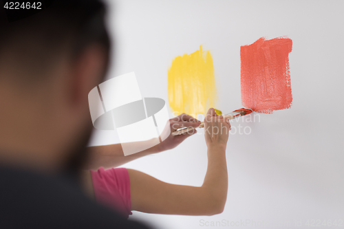 Image of couple painting interior wall