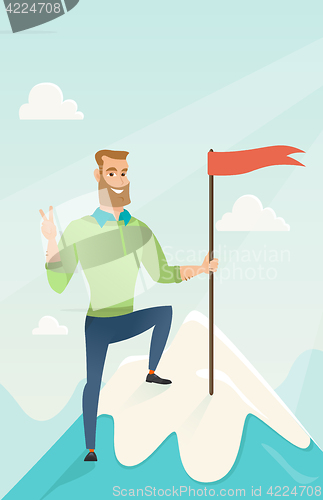 Image of Achievement of business goal vector illustration.