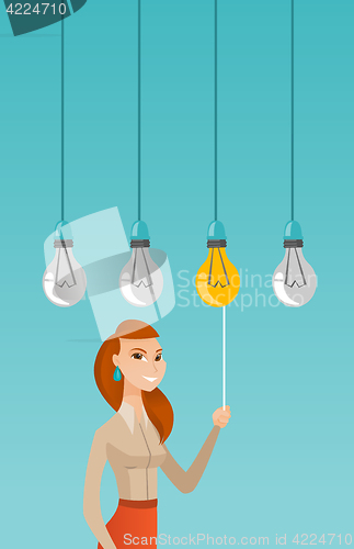 Image of Woman having business idea vector illustration.