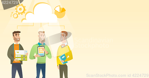 Image of Businessmen and cloud computing technologies.