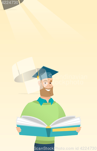 Image of Graduate with book in hands vector illustration.