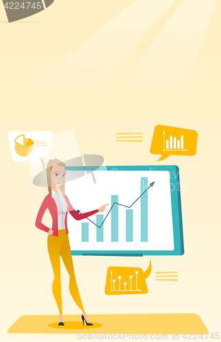Image of Businesswoman presenting review of financial data.