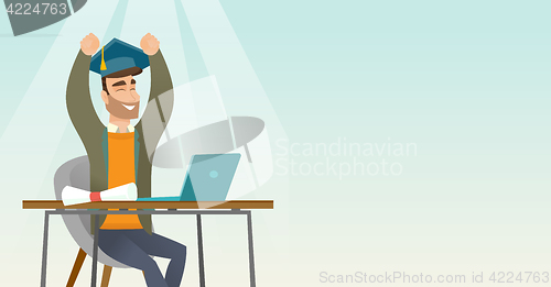 Image of Student using laptop for education.