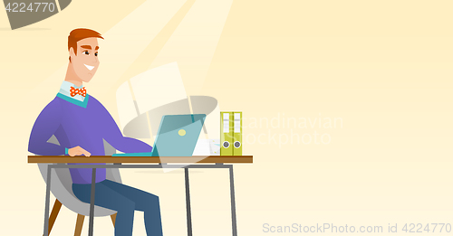 Image of Student using laptop for education.