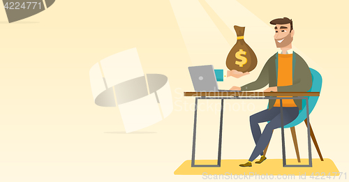 Image of Businessman earning money from online business.