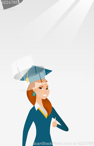 Image of Graduate giving thumb up vector illustration.