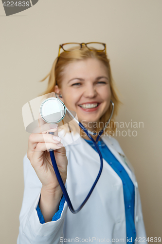 Image of Beautiful blonde in medical dressing