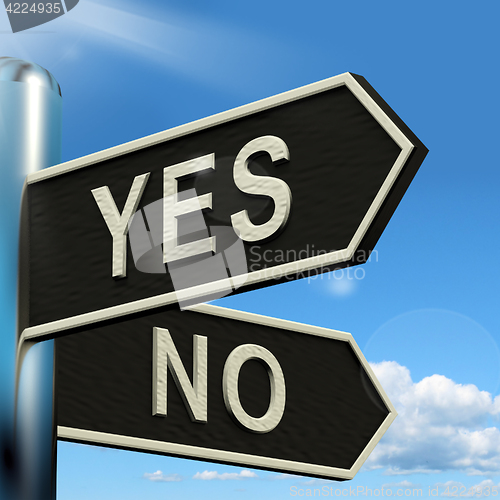 Image of Yes No Signpost Showing Indecision Choosing And Dilemma