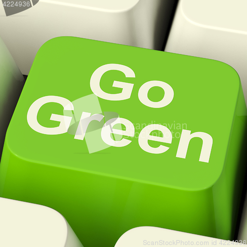 Image of Go Green Computer Key Showing Recycling And Eco Friendly