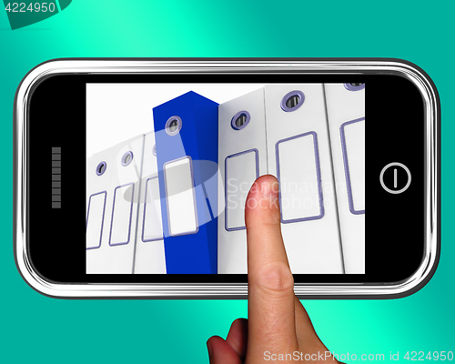Image of Smartphone With Files To Show Organizing Data