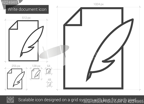 Image of Write document line icon.