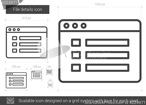 Image of File details line icon.