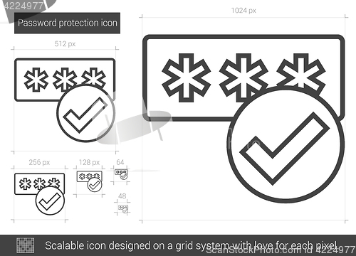 Image of Password protection line icon.