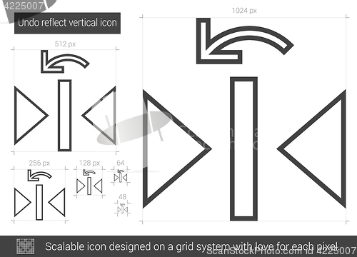 Image of Undo reflect vertical line icon.