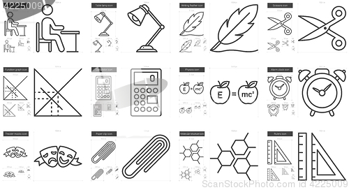 Image of Education line icon set.