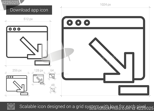 Image of Download app line icon.