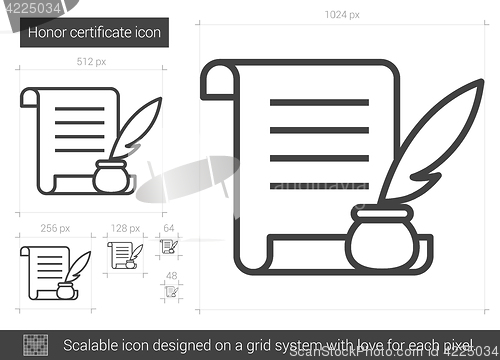 Image of Honor certificate line icon.