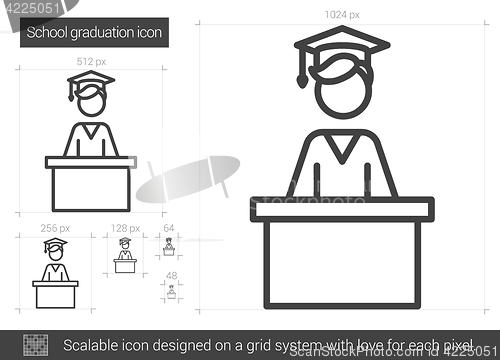 Image of School graduation line icon.