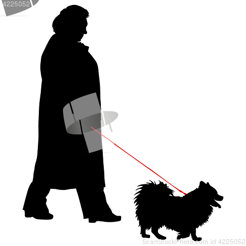 Image of Silhouette of people and dog. illustration