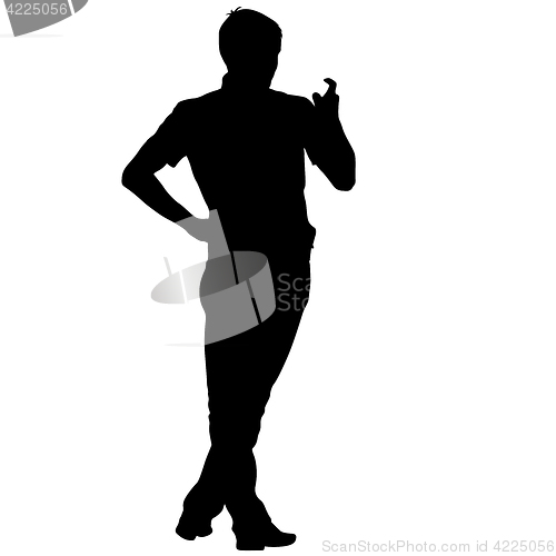 Image of Black silhouette man standing, people on white background