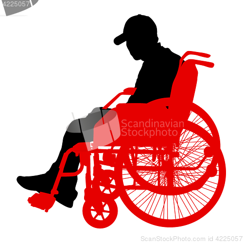 Image of Silhouette of disabled people on a white background. illustration