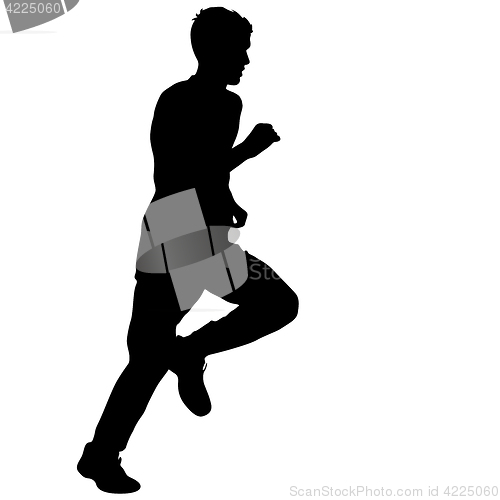 Image of Black Silhouettes Runners sprint men on white background